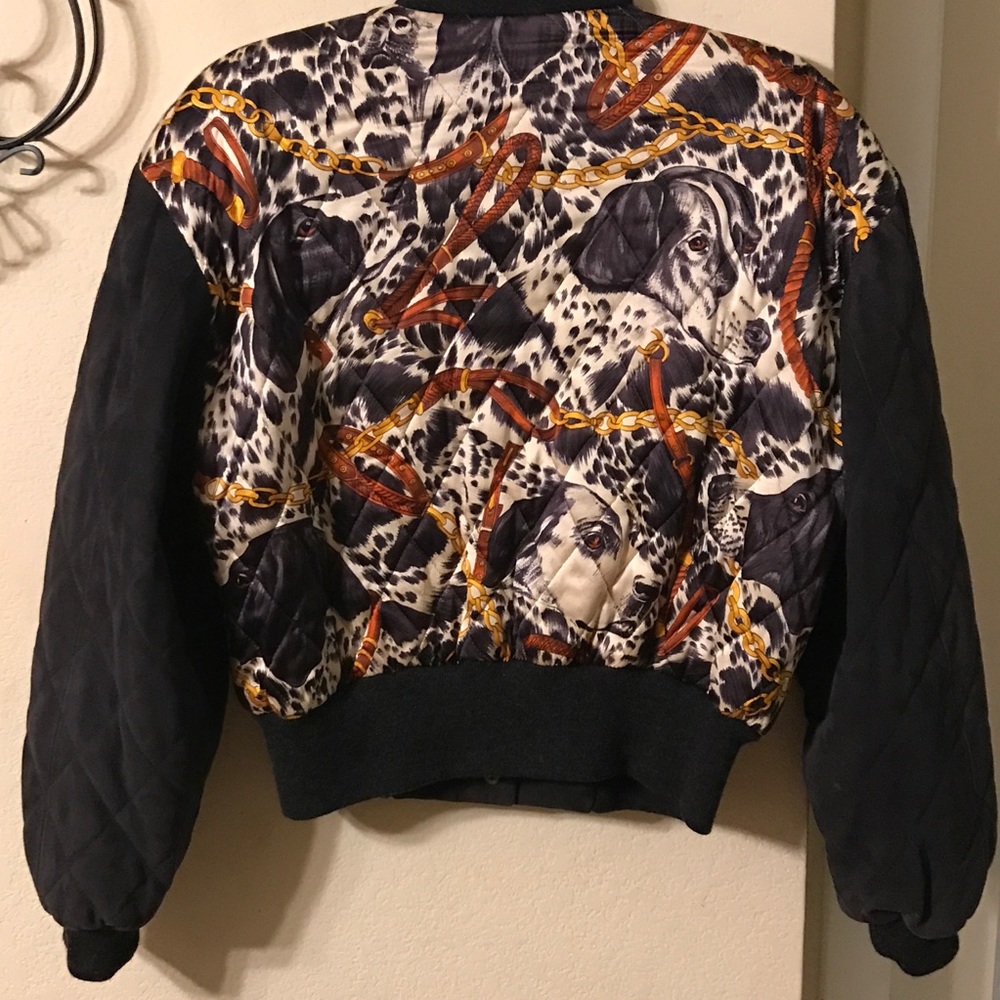 Escada Margaretha Ley Leather & Silk Bomber Jacket - Picture 2 of 8